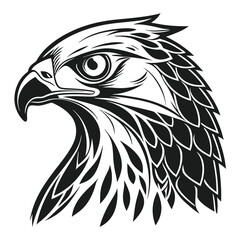 Sharp black lines show a detailed eagle head in a strong, captivating side profile