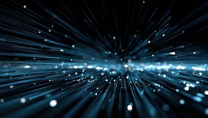 Abstract Blue Light Streaks on Dark Background, Representing Technological Innovation and Digital Transformation in Modern Business : Generative AI