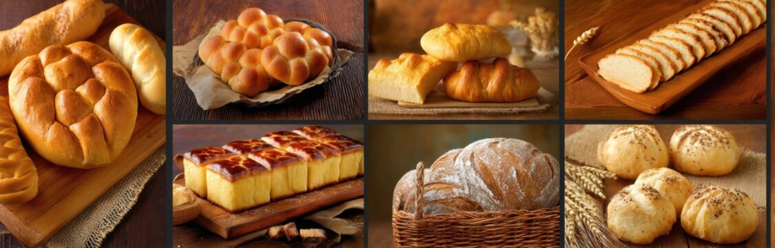 Variety of Freshly Baked Breads on Wooden Boards, Showcasing Culinary Artistry and Healthy Food Choices for Food Bloggers and Recipe Developers : Generative AI