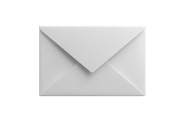 Minimalist White 3D Envelope Icon with Soft Shadows, isolated on transparent background