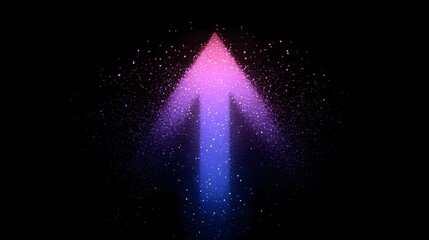 Gradient Arrow Formed by Sparkling Particles on a Dark Background