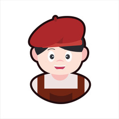Colored Cute Painter Profession Avatar Cartoon Illustration