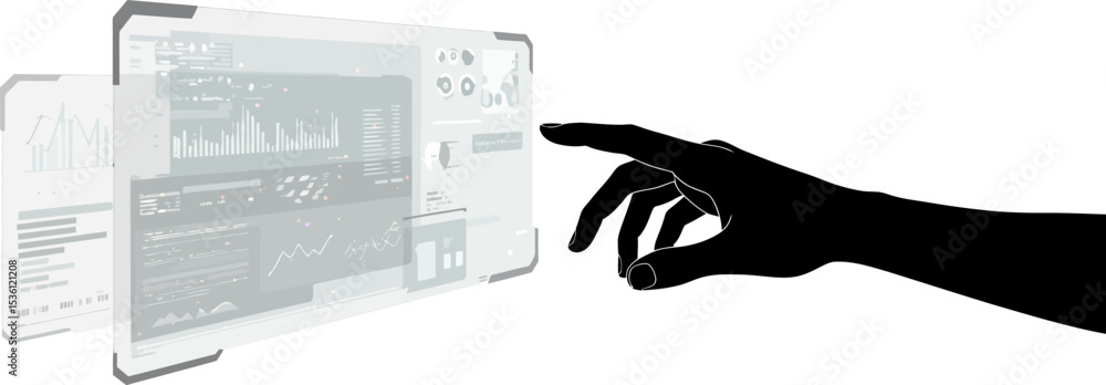 Aufkleber touchscreen technology interface hand interaction digital display future innovation concept design t