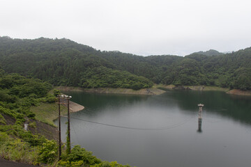 The lake has a dam.