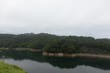 The lake has a dam.