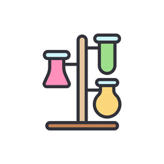 Vibrant Laboratory Glassware On A Stand For Chemical Research
