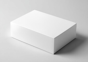 Fototapeta premium Blank White Box on Gray Surface, Ideal for Product Mockups and E-Commerce Presentation, Showcasing Minimalism and Modern Packaging : Generative AI