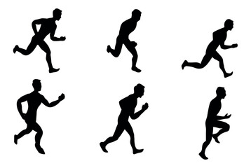 Runner silhouette set of sprinter, runner and jogger running track or jogging.