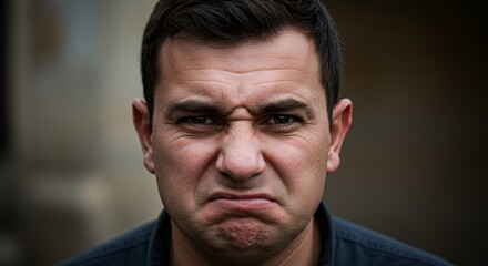 Portrait of a Man Showing Disgust
