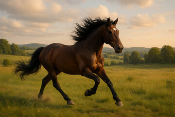 Obraz premium horse running in the field