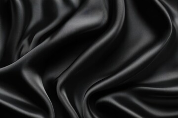 Elegant Black Satin Fabric With Soft Folds, Representing Luxury and Sophistication for Fashion and Textile Design : Generative AI