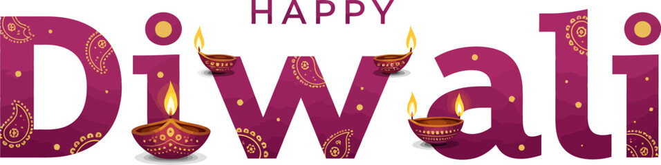 Happy diwali festival deepavali hindu celebration india lights holiday greeting card graphic design vector art editable stock vector illustration