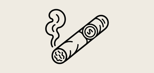 Smoking Cigar Line Art Illustration Design