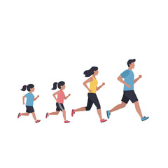 Family Run: Vector Illustration of Active Lifestyle
