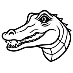Black outlines define a stylized alligator's head showcasing its distinct features prominently