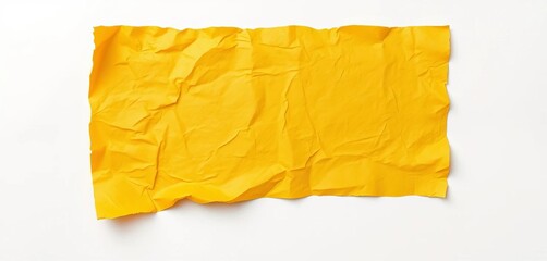 Wrinkled, aged yellow paper sheet, isolated on white background, craft, scroll
