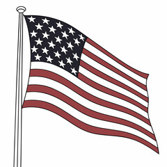 Fototapeta premium American Flag Waving on a Pole Red White Blue Stars Stripes
