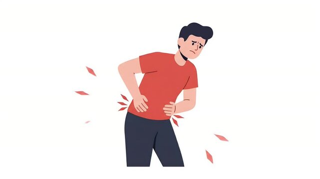 Man Experiencing Abdominal Pain Graphic Illustration