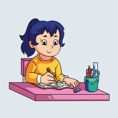 A Kid’s Daily Routine Doing Homework