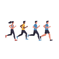 Diverse Runners in Motion: A Vector Illustration