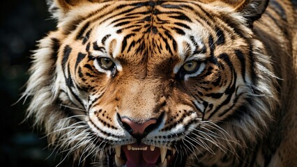 Naklejka premium Majestic Tiger Portrait A Study in Feline Power and Beauty