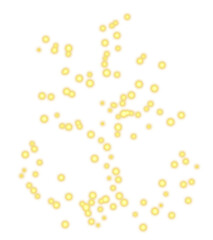 Cluster of Glowing Yellow Particles on Transparent Background
