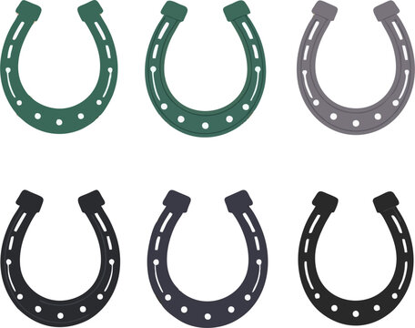 Horseshoe icon set. Luck symbol