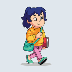 Kid’s Running Routine Going to School