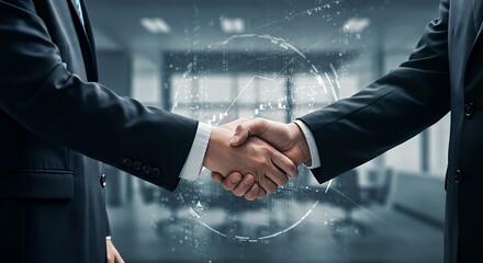 Handshake in Office Building