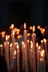 Orthodox Pentecost Monday Candlelit Procession with Marian Devotion and Flickering Flames Seasonal Religious Event Marketing with Vibrant Spiritual Atmosphere