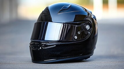 Fototapeta premium Sleek black racing helmet