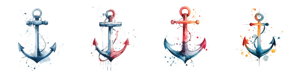 Watercolor Nautical Anchor Symbols