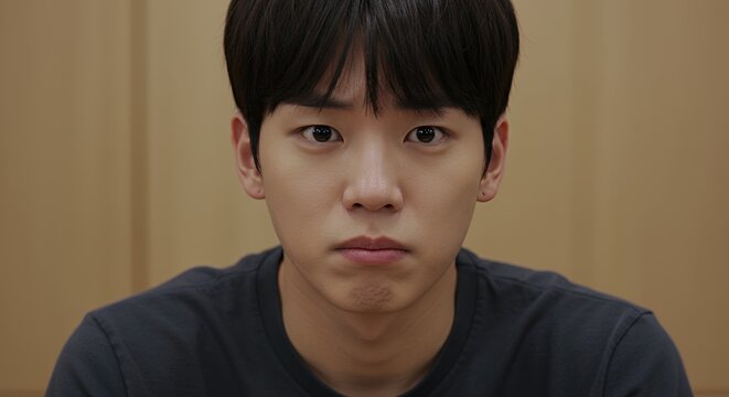 Portrait of a Young Man with a Serious Expression