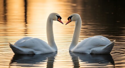 Swans The Lake SunsetRomantic Swans