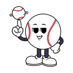 Vector Baseball Character Spinning Baseball on Finger