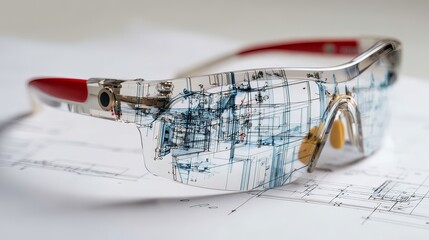 smart engineering glasses showing augmented structural plans