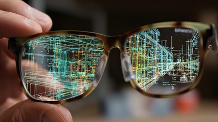 smart engineering glasses showing augmented structural plans