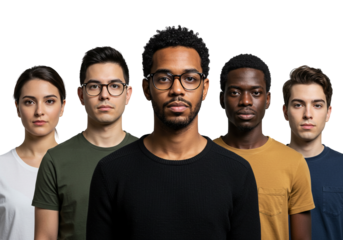 Diverse Young Adults Portrait Group Unity and Inclusion