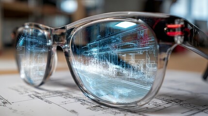 smart engineering glasses showing augmented structural plans