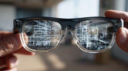 smart engineering glasses showing augmented structural plans