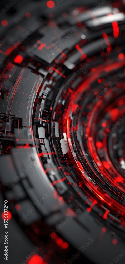 Poster abstract spiral structure with red illumination