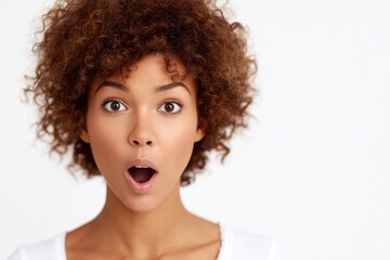 portrait of person of any race age or gender expressing amazement against blurred background