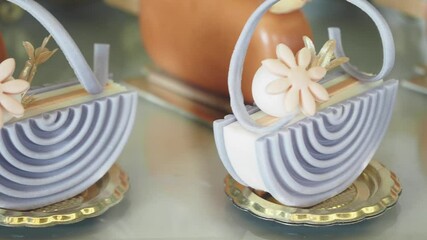 Beautiful dessert basket creations from local bakery