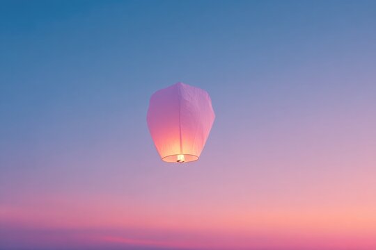 single asian lantern floats against pastel sky embodying serenity and culture with ample copy space
