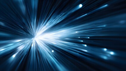 Radiant Blue Light Beams Converging at a Central Point