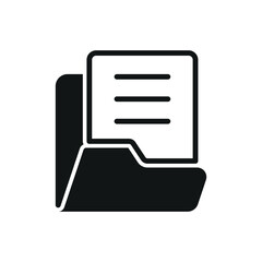 Bold glyph icon of file holder for apps, office tools, and data organization.