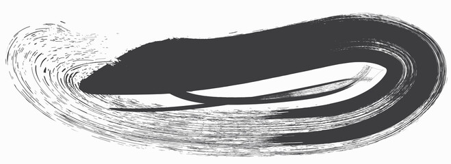 Obraz premium painting circular brush strokes. Black hand drawn stripes, smears. Chinese or Japanese calligraphy brushstrokes set. Rough grunge thick paint line texture. Vector sketch rectangle text boxes.eps8