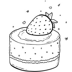 Strawberry Cake On Transparent Background
