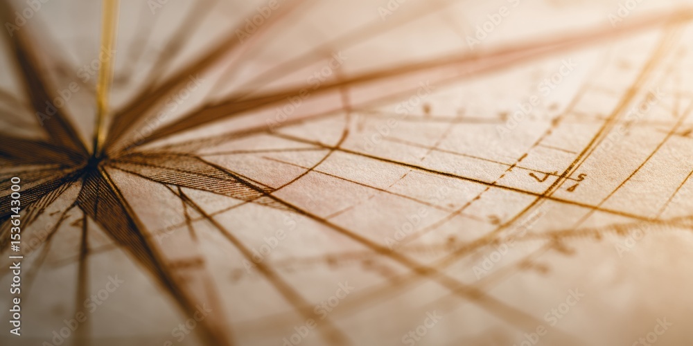 Aufkleber warm earthy geometric compass rose sketch on paper with directional arrows and technical marks for n