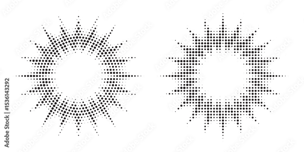 Poster halftone background. glowing light halftone effect. abstract grunge starburst halftone dots backgrou